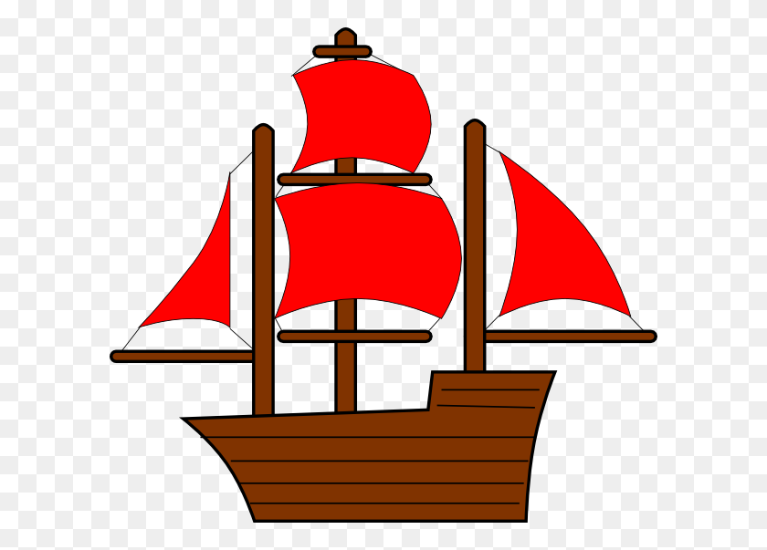 600x543 Sailing Ship Clipart Red Boat - Clipper Ship Clip Art