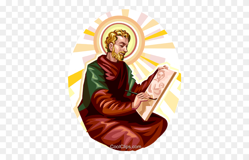 382x480 Saint Luke Royalty Free Vector Clip Art Illustration - Saints Clipart
