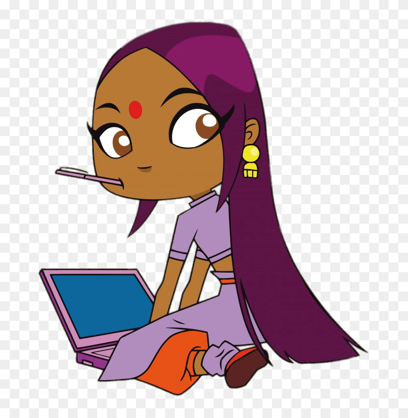 702x800 Sally Bollywood Working On Her Computer Transparent Png - Bollywood Clipart