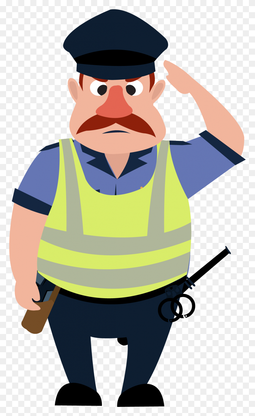 1137x1911 Saludo Oficial De Policía De La Guardia De Seguridad De Dibujos Animados De Personas - Guardia De Seguridad Png