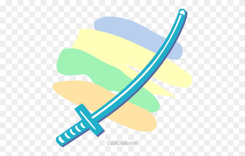 480x475 Samurai Sword Royalty Free Vector Clip Art Illustration - Medieval Sword Clipart