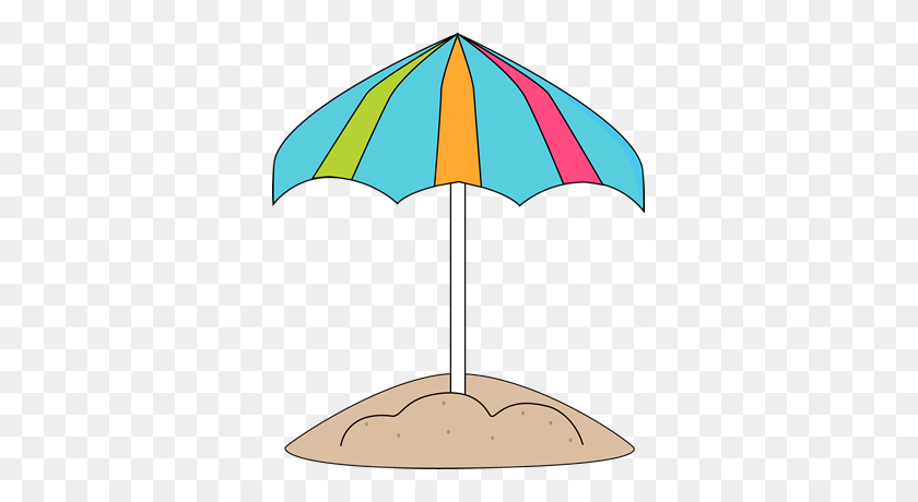 341x400 Sand Clipart Beach Umbrella - Umbrella Black And White Clipart
