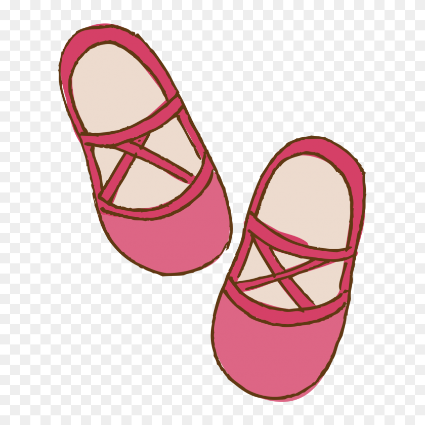1000x1000 Sandal Clipart Pink Slipper - Ballerina Slippers Clipart