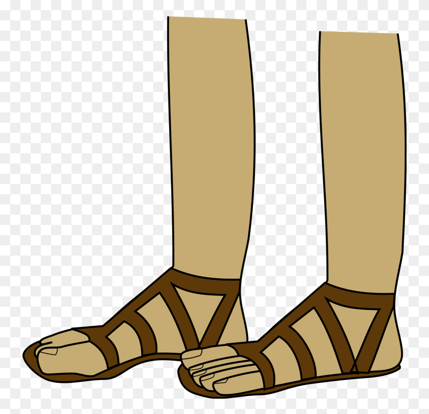 752x750 Sandal Drawing Shoe Foot Flip Flops - Sandal PNG