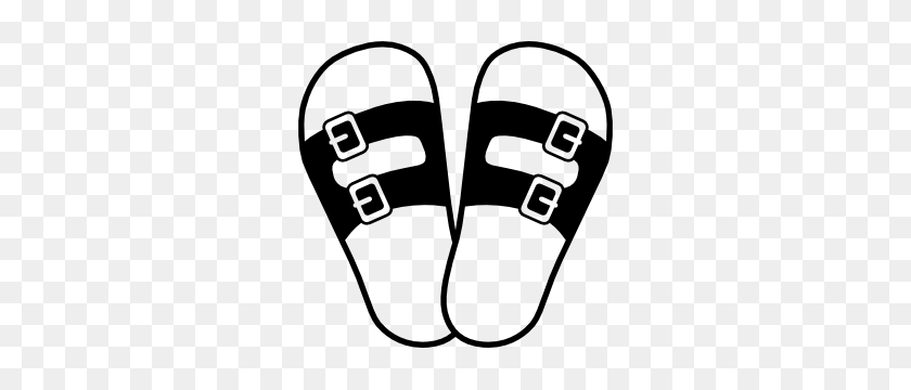 300x300 Sandals Girl Family Sticker - Flip Flops Clipart Black And White