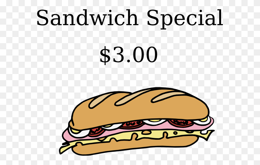 600x475 Sandwich Color Clip Art - Sub Sandwich Clip Art