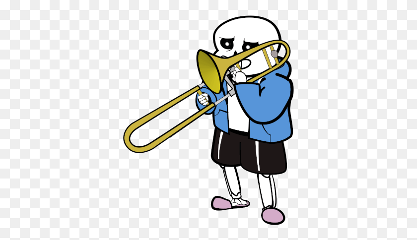 345x424 Sans Playing His Trombone Gif - Trombone Clipart