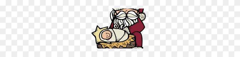 200x140 Santa And Baby Jesus Coloring - Baby Jesus Manger Clipart