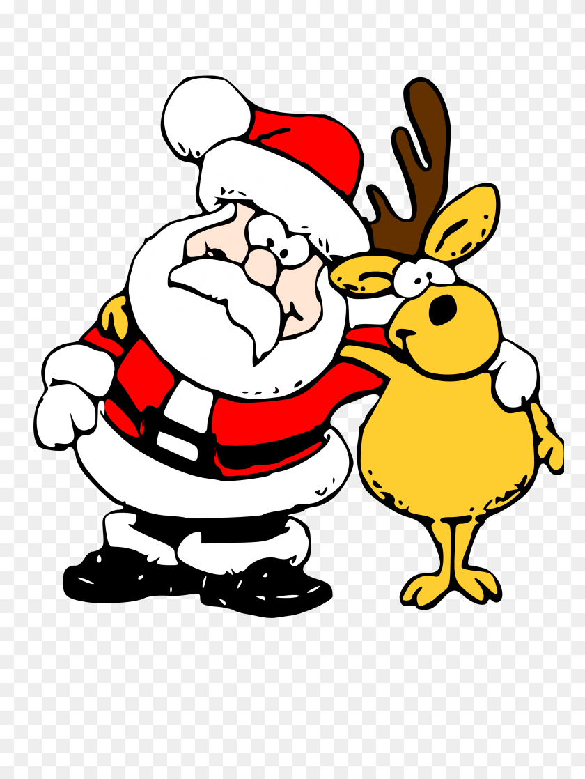 2555x3467 Santa And Reindeer Clip Art - Avon Clipart