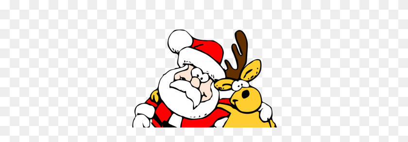 310x233 Santa And Reindeer Clip Art Free Vectors Ui Download - Rooftop Clipart