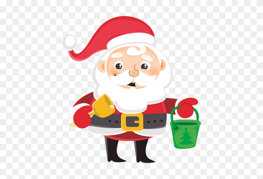 512x512 Santa Cartoon Carrying Bell Bucket - Santa Hat Transparent PNG