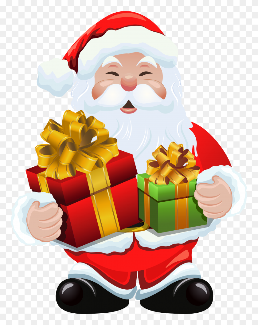 4659x5959 Santa Claus With Gifts Png Clipart - Santa Claus Clipart