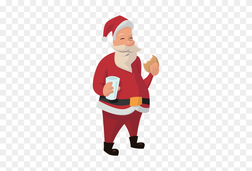 512x512 Santa Eating Cookie Cartoon - Eating PNG