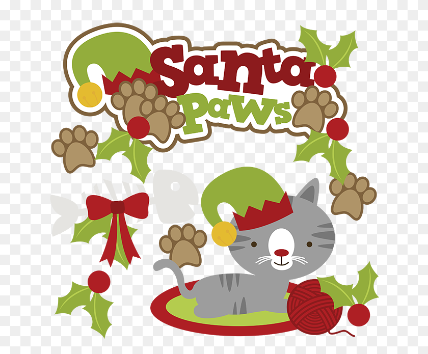 648x635 Santa Paws Gato Clipart Gato Lindo Gato Clipart Navidad - Skittles Clipart