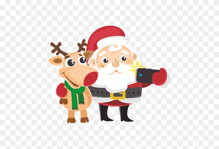 512x512 Santa Reindeer Capturing Selfie - Selfie PNG