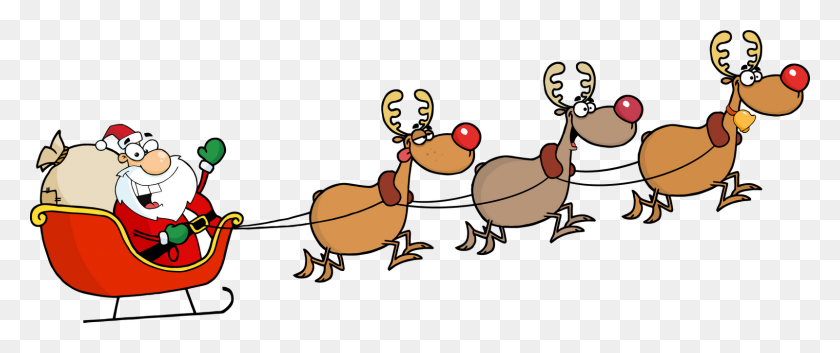 1600x603 Santa Reindeer Cliparts Free Download Clip Art - Santa Reindeer Clipart