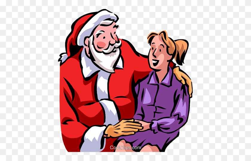 451x480 Santa Talking With A Young Woman Royalty Free Vector Clip Art - Person Talking Clipart