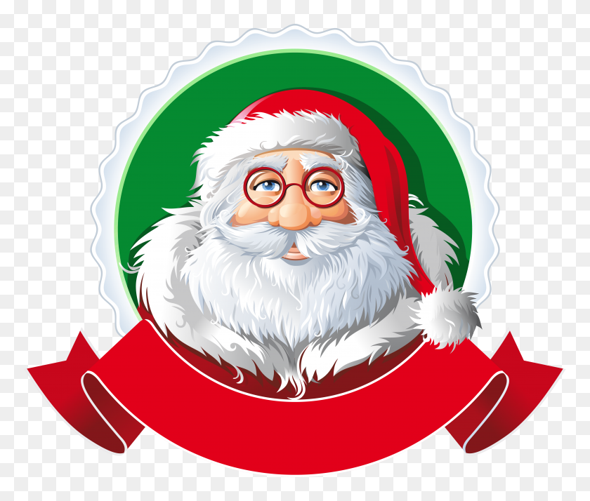 5942x4984 Santa With Red Banner Png Clipart - Christmas Banner PNG