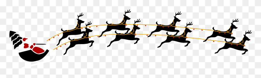 2320x569 Santa With Reindeer Clipart - Clipart Santa Sleigh And Reindeer