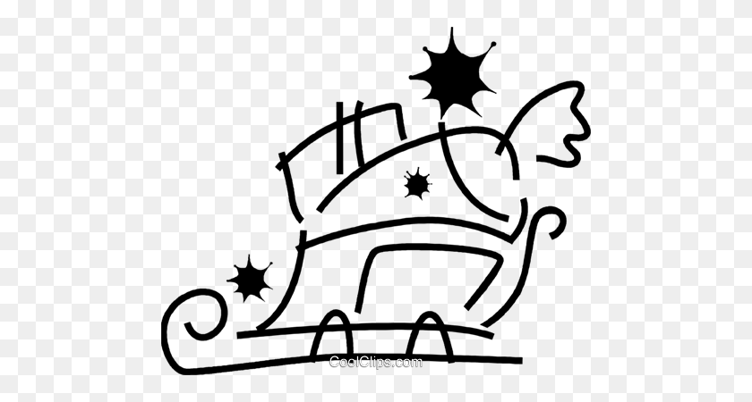 480x390 Santa's Sleigh Loaded With Presents Royalty Free Vector Clip Art - Santa Sleigh Clipart Black And White