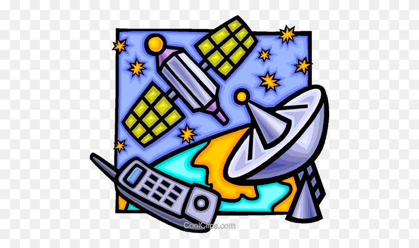 480x438 Satellite Dish With Cell Phone Royalty Free Vector Clip Art - Cell Phone Clipart Free