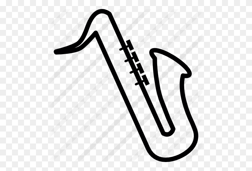 512x512 Saxofón - Imágenes Prediseñadas De Saxofón Blanco Y Negro