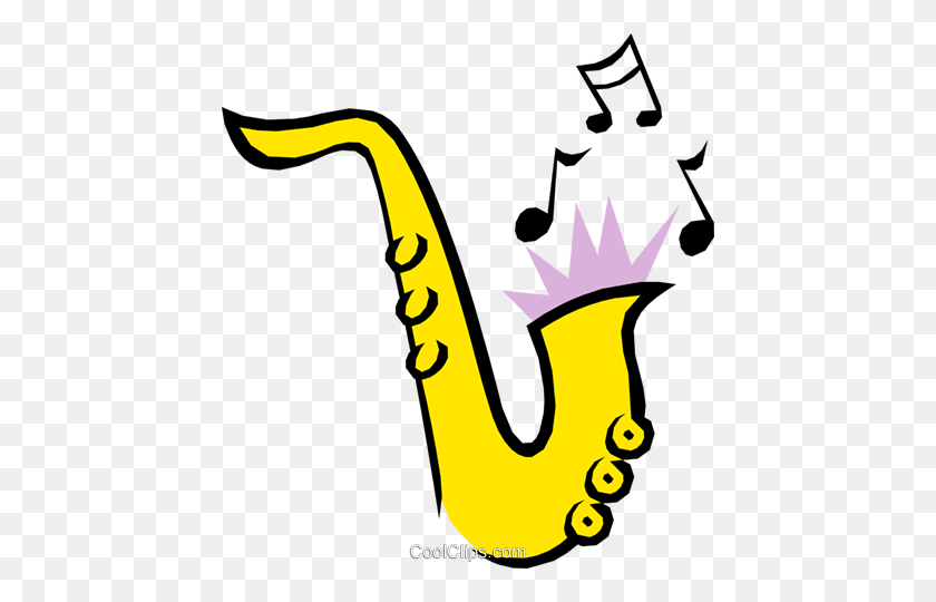 442x480 Saxophone Royalty Free Vector Clip Art Illustration - Saxophone Clipart