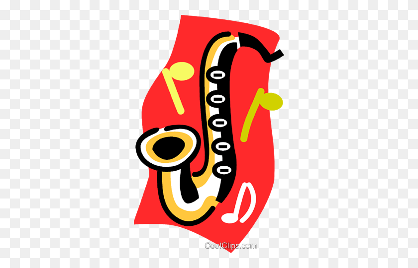 302x480 Saxophone Royalty Free Vector Clip Art Illustration - Saxophone Clipart