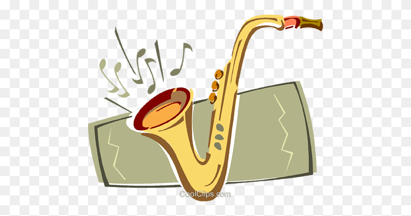 480x382 Saxofón Libre De Regalías Vector Clipart Ilustración - Imágenes Prediseñadas De Saxofón