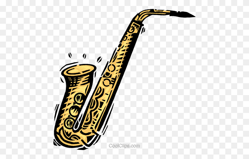 480x475 Saxofón Libre De Regalías Vector Clipart Ilustración - Imágenes Prediseñadas De Saxofón