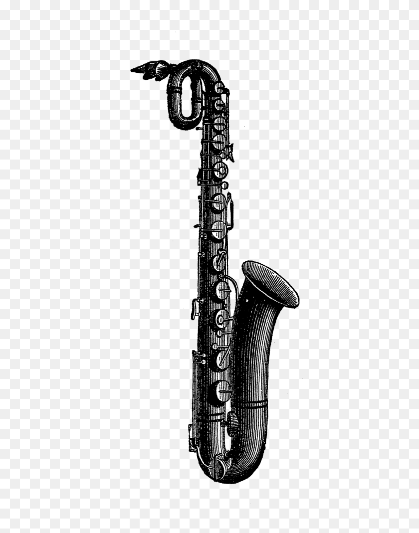 2550x3300 Saxophone Victorian Era Free Vintage Clip Art Free Vintage - Saxophone Clipart Black And White