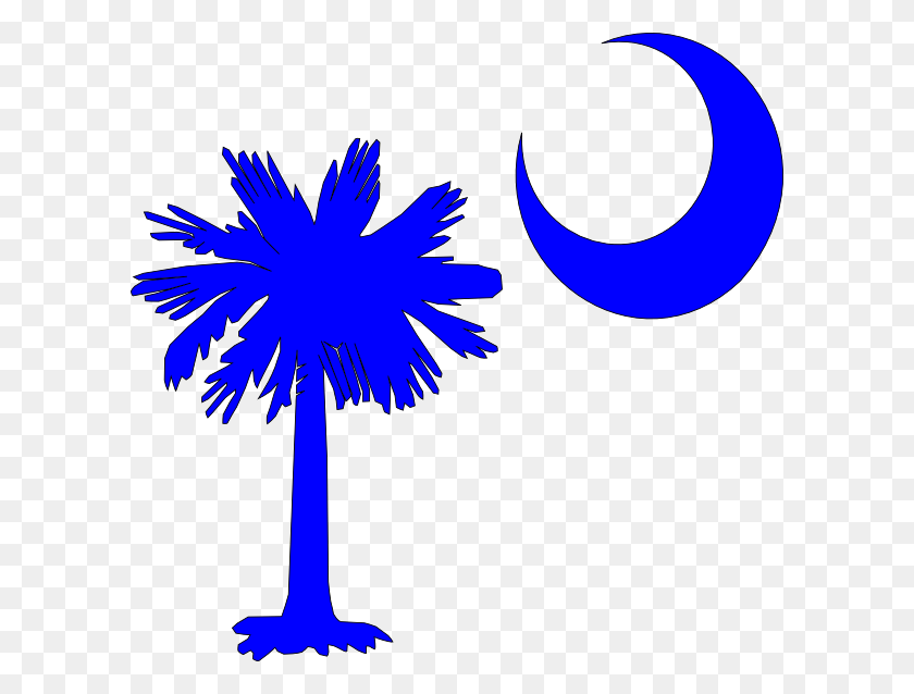 600x578 Sc Palmetto Tree Blue Right Side Moon Clip Arts Download - Moon Clipart PNG