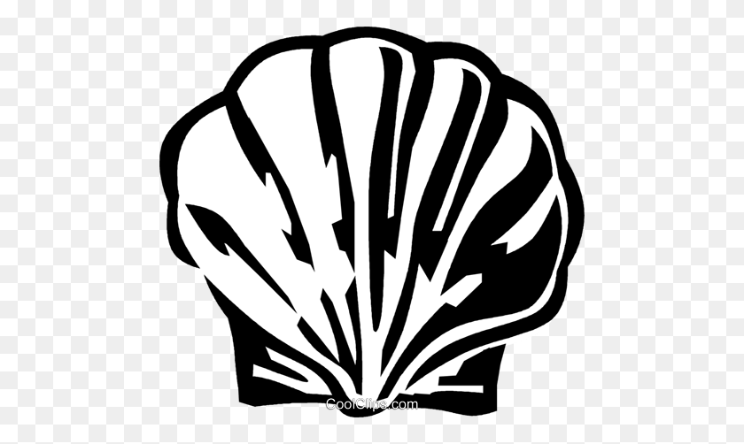 480x442 Scallop Shell Royalty Free Vector Clip Art Illustration - Shell Clipart Black And White
