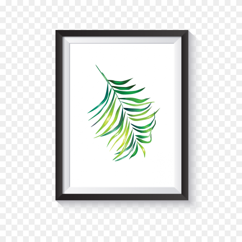 800x800 Scandi Illustrated Parlor Palm Frond Minimal Nordic Print - Palm Frond PNG