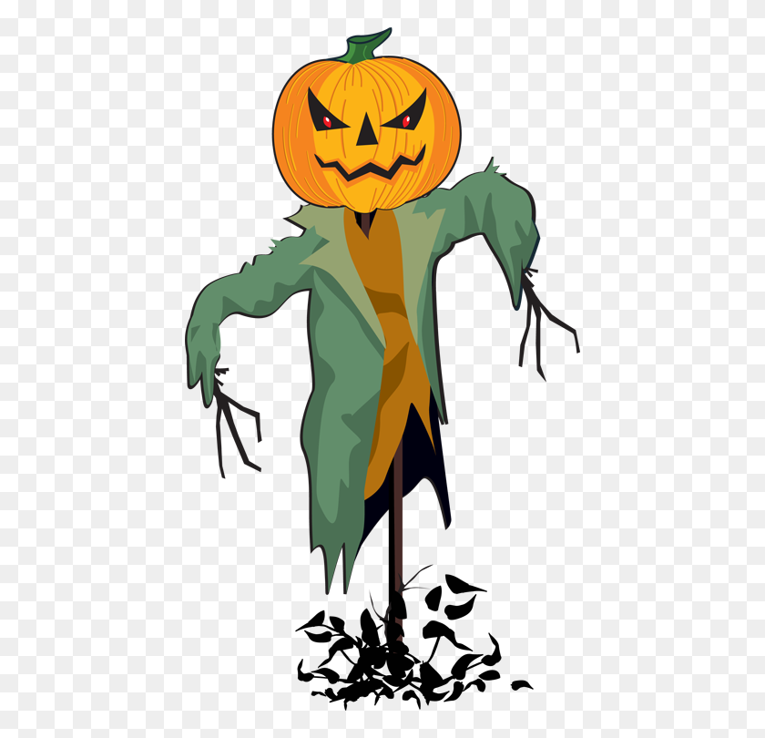 434x750 Scarecrow And Pumpkin Clipart - Contamination Clipart