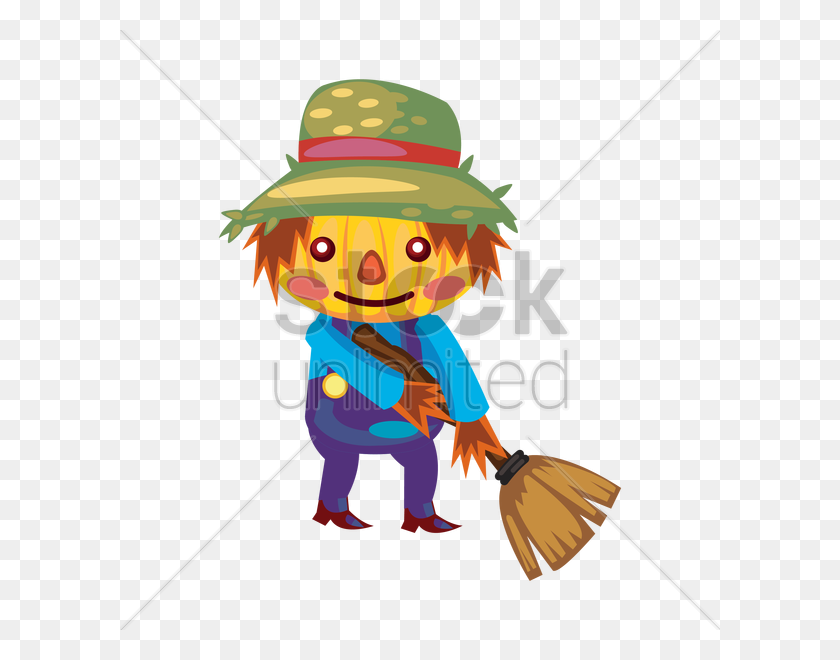 600x600 Scarecrow With A Broom Vector Image - Scarecrow PNG