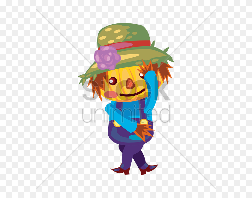 600x600 Scarecrow With A Flower On Its Head Vector Image - Scarecrow Images Clip Art