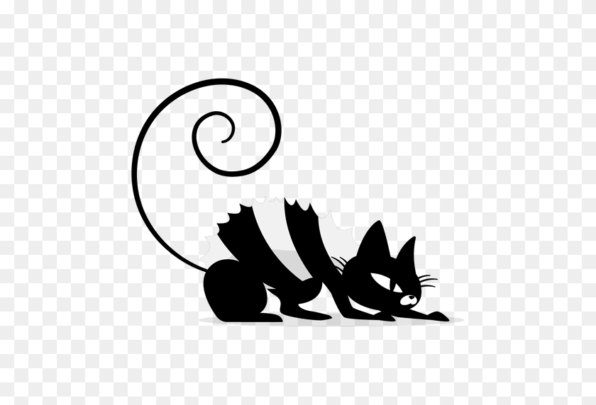 512x512 Scared Black Cat Cartoon - Cat Cartoon PNG