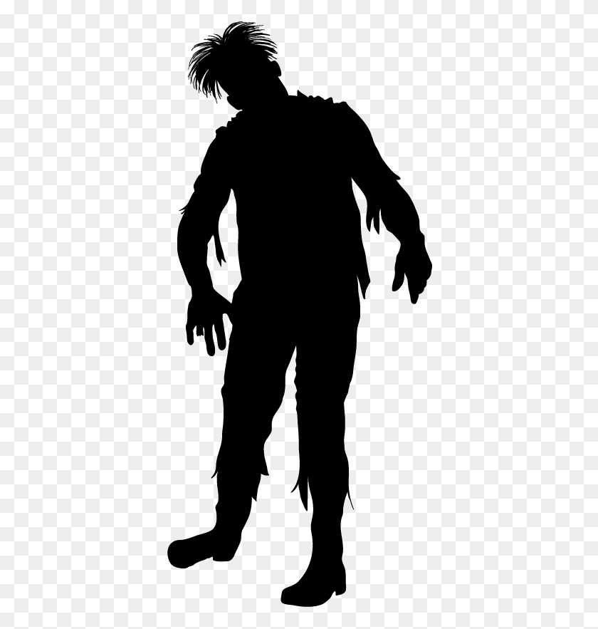 374x823 Scary Zombie Silhouette Sticker - Zombie Silhouette PNG