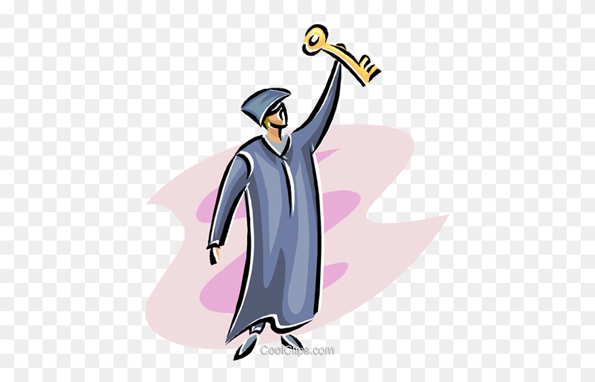 430x480 Scholar With A Key To His Future Royalty Free Vector Clip Art - Future Clipart