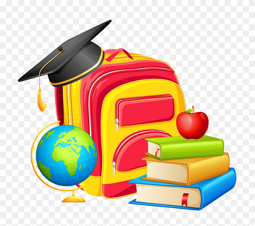 5337x4690 School Backpack And Decorations Png Gallery - School Clipart PNG