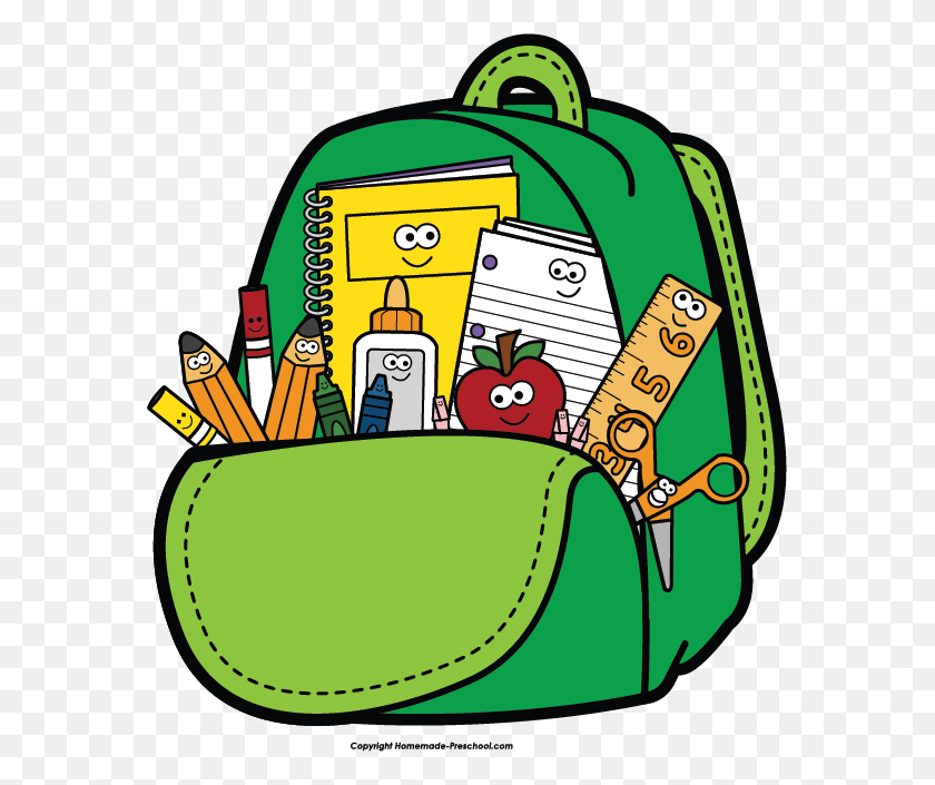 575x645 School Backpack Clip Art Clipartwiz Teacher School - Saturday Clipart