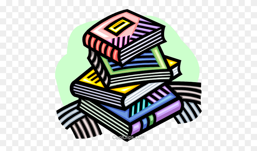 480x436 Libros Escolares Libre De Regalías Imágenes Prediseñadas De Vector Ilustración - Libros Escolares Clipart