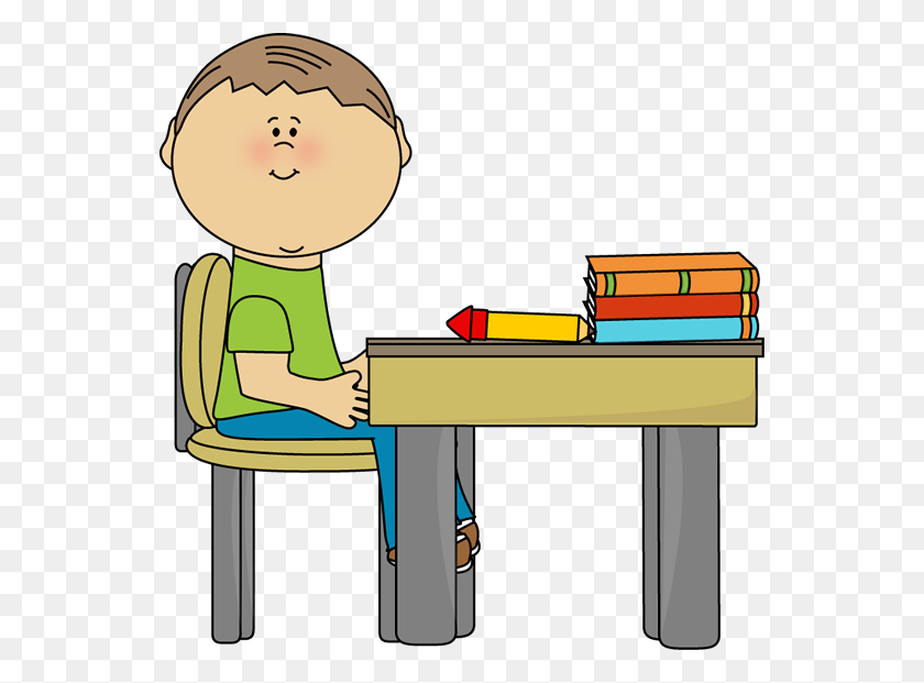 550x561 School Boy - Sentarse En El Escritorio Clipart