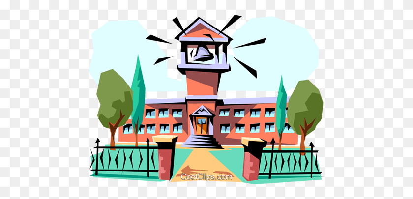 480x345 School Building Royalty Free Vector Clip Art Illustration - School House Clip Art Free