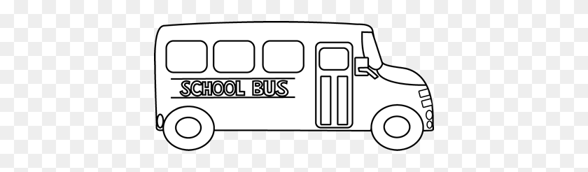 400x186 Школьный Автобус Черно-Белый Скрапбукинг - Школьный Клипарт Черный Белый