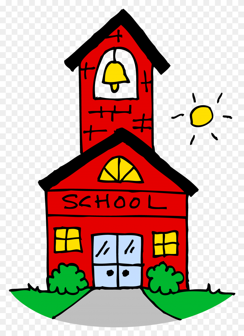 4596x6478 School House Cartoon Group With Items - House Cartoon PNG