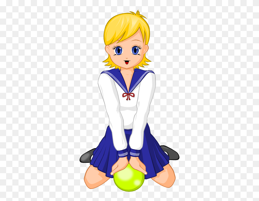 324x590 Schoolgirl With Green Ball Png, Clip Art For Web - School Uniform Clipart