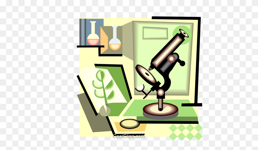 480x431 Science Laboratory With Microscope Royalty Free Vector Clip Art - Science Lab Clipart