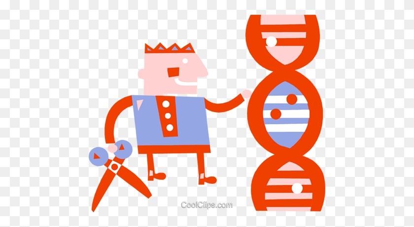 480x402 Scientist Cutting Dna Strand Royalty Free Vector Clip Art - Scientist Clipart PNG